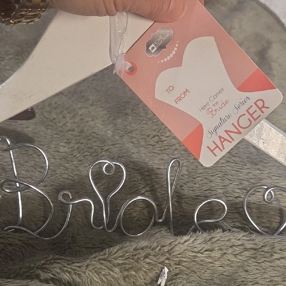 White and Silver Bride Hanger Set